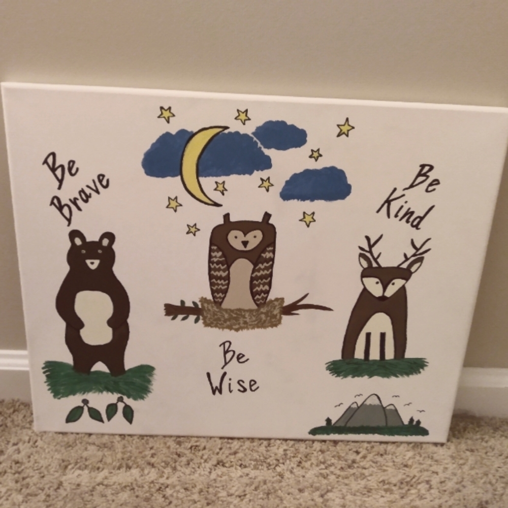Woodland animal canvas